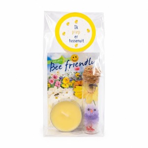 Ik Piep Er Tussenuit Cadeautje | Bee Friendly Bloemenzaadjes met Kaarsje en Kuikentje