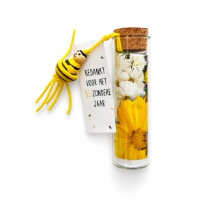 Bedankt voor het BIJzondere jaar - Glazen buisje met bijenmengsel bloemenzaadjes