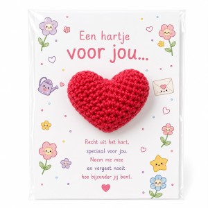 Gehaakte Pocket Hug hartje sleutelhanger – Een hartje voor jou