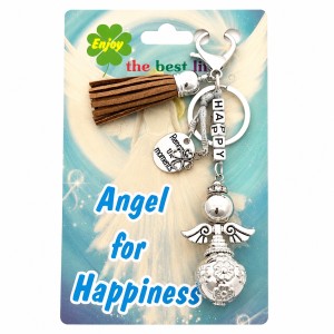 Happy Engel Sleutelhanger met Tassel – Lichtbruin