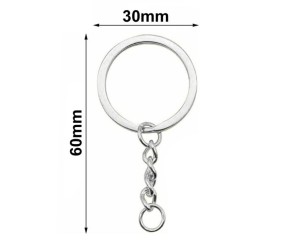 Sleutelring met Ketting 30 mm – Zilverkleurig
