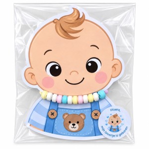 Zelfmaak geboortetraktatie Baby Jongen met snoepketting