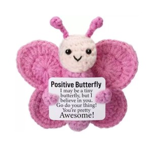 Positieve vlinder – gehaakt cadeautje 8 cm