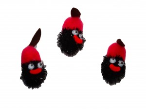 Pluchen Zwarte Piet met Veer en Plakker